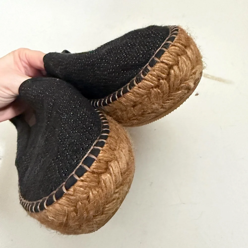 Viscata Black Sparkly Espadrilles Womens 39 Closed Toe Platform Shoes